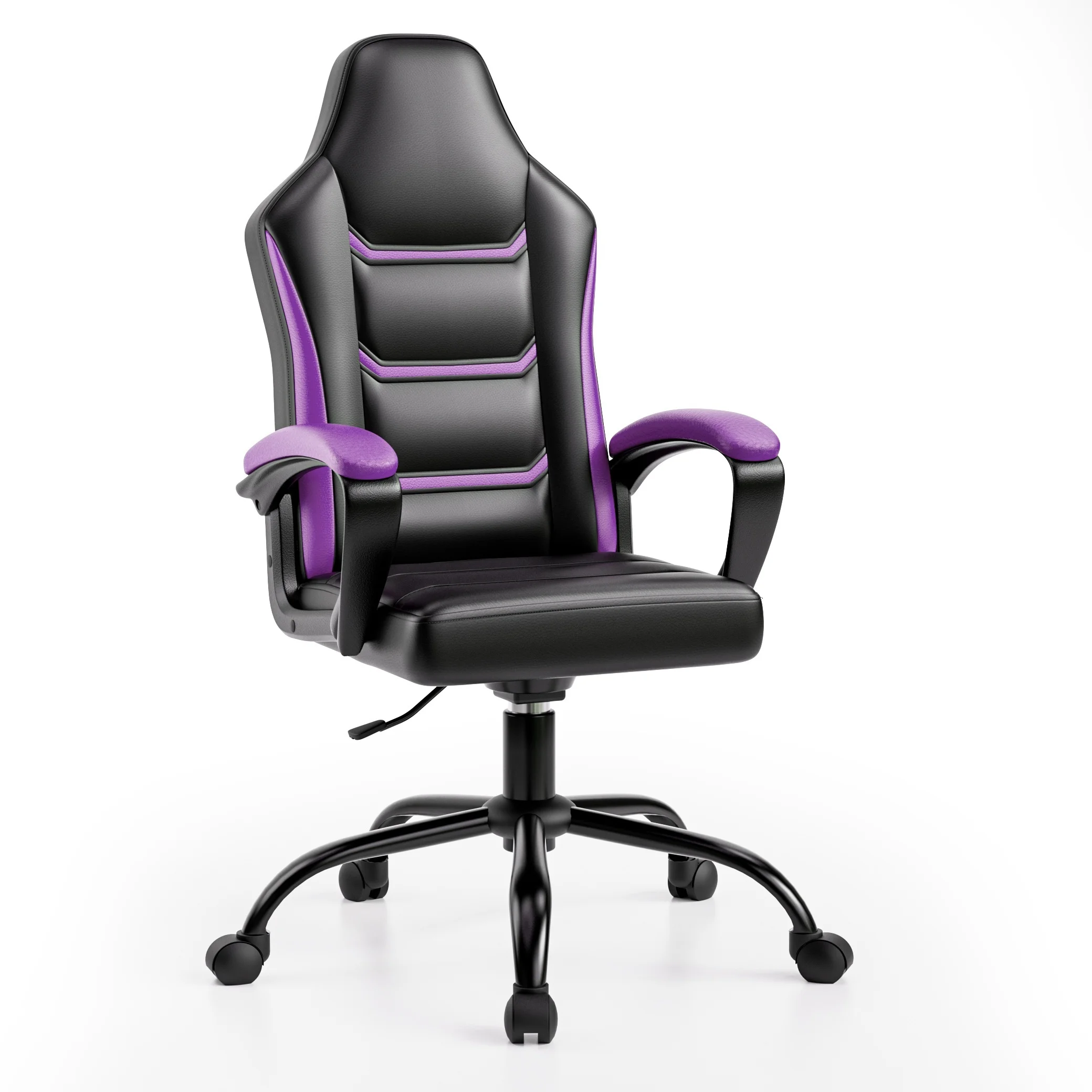 Purple Big and Tall Ergonomic Computer Gaming Chair - Computer Gaming Chairs with PU Leather Lumbar Support