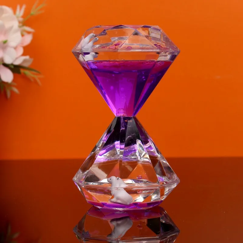 Diamonds Sand Hourglasses Colorful Liquid Timer Anxiety Relief Liquid Motion Timer Bubble Timer Oil Hourglaslock Decor Girl Gift