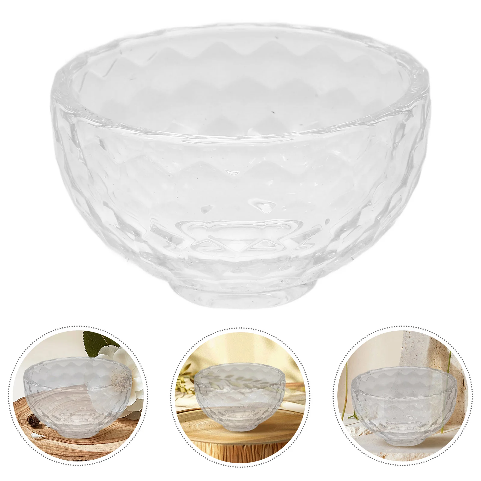 Crystal Bowl Sacrificial Mini Glass Bowls Offering Pedestal Tray Small Tibetan Meal Prep Pinch Holy Water Clear