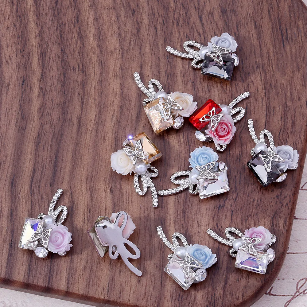 10 قطعة سبائك الحفر كاميليا فراشة مسمار ديكور سباركلي كومة الحفر العارية الماس مسمار الفن السحر DIY بها بنفسك صالون مانيكير لوازم