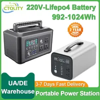 Top! 1024Wh 992Wh Lifepo4 Battery 1000W Portable Power Station 220V Solar Generator Battery Home Emergency Power Supply Camping