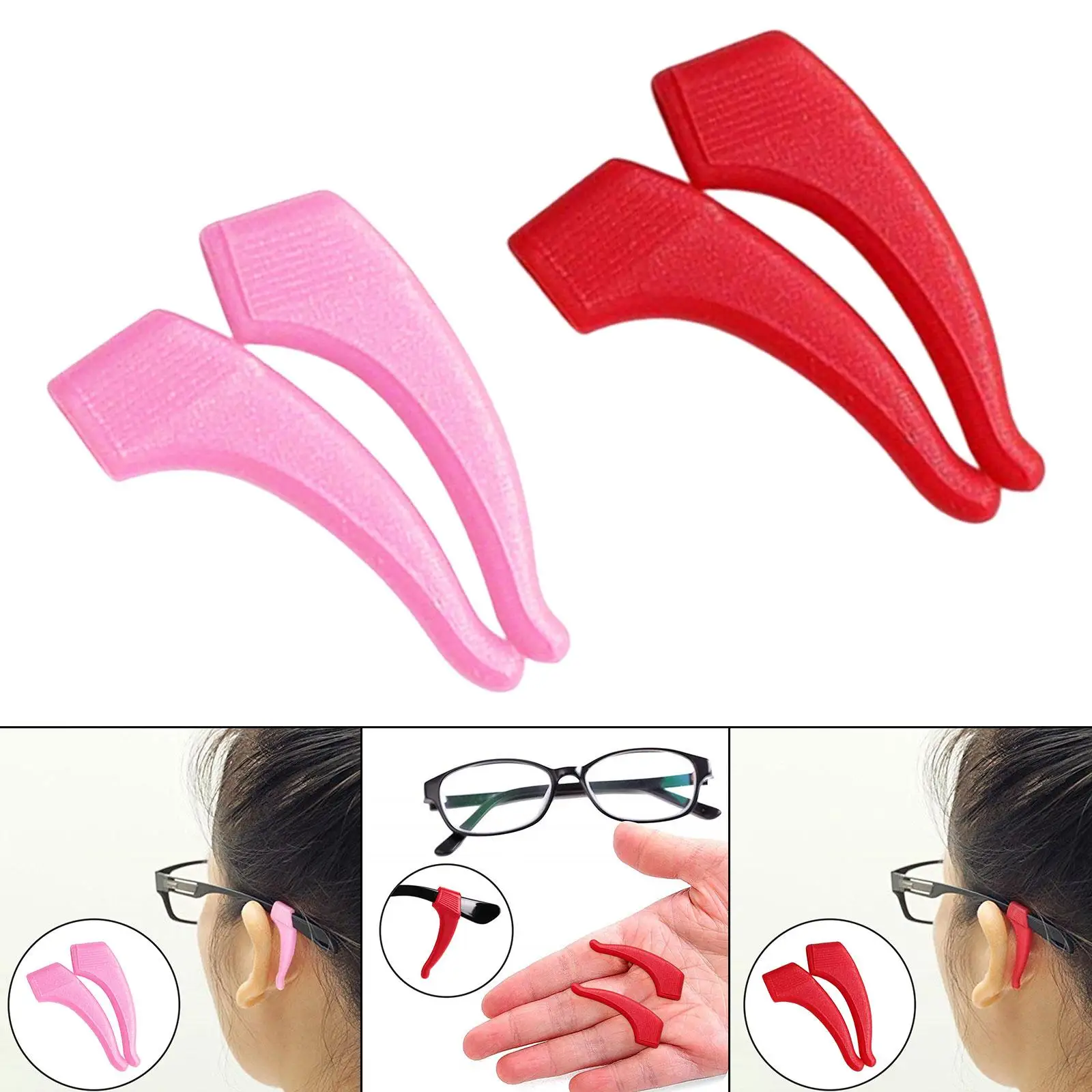 2Pairs Silicone Anti Slip Eyeglass Ear Hook Lightweight Eyewear Retainers