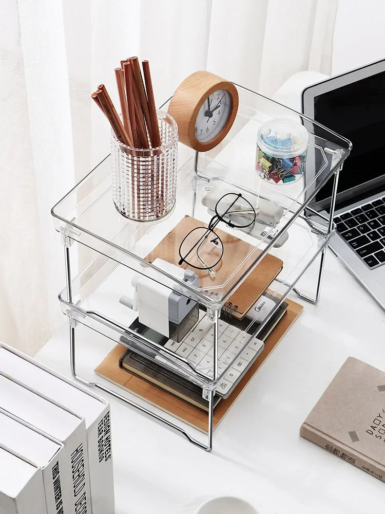 

K9HX Desktop storage shelf cup Skin care cosmetics Dormitory desk Living room Small shelf desk