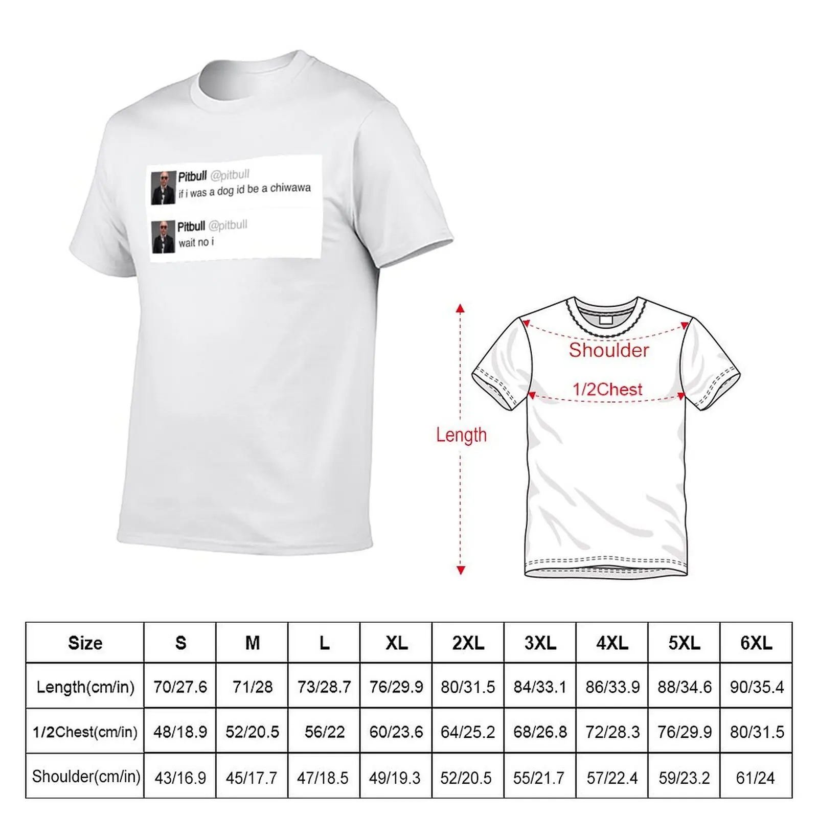 Pitbull tweet T-Shirt Big Size Short Sleeve Tee for Men