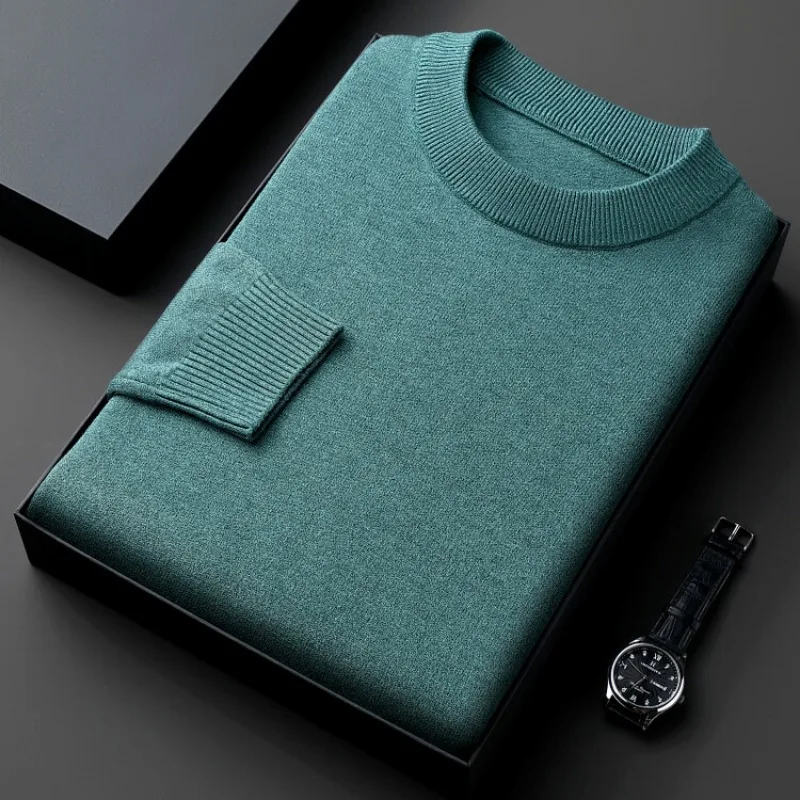 Мужской вязаный свитер высокого качества с защитой от пиллинга, облегающий пуловер с длинным рукавом, Мужской трикотажный свитер