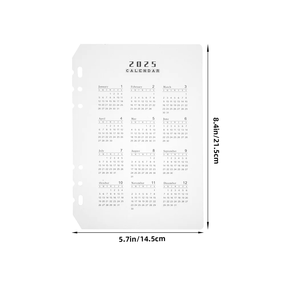 12 pezzi divisori per calendario smerigliato inserti separatore raccoglitore a fogli mobili perforato a 6 fori per ricarica agenda giornaliera 2025