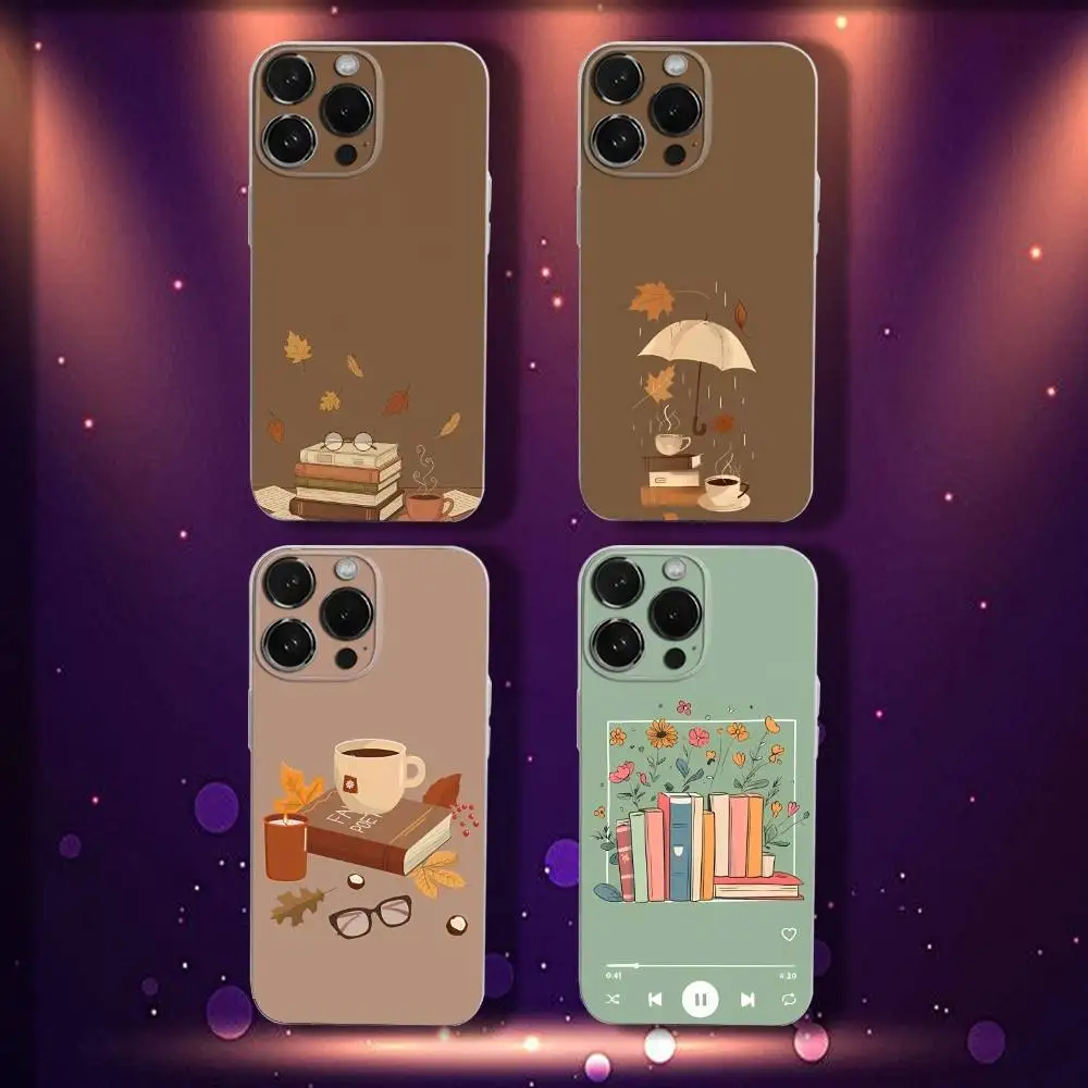 

Autumn Leaves Coffee Book For iPhone 17,16,15,14,13,12,11,Pro,Max,Plus,E,SE4,Air,Mini Transparent Phone Case Cover