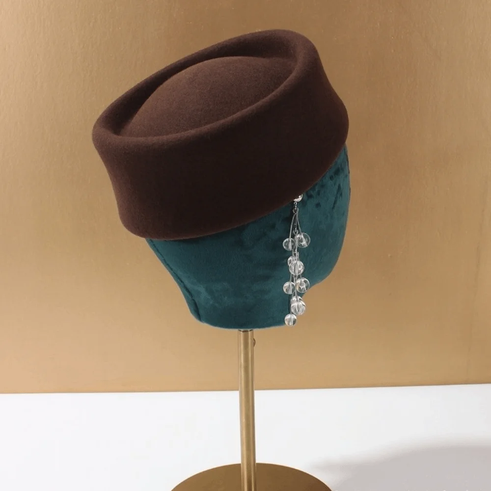 جديد الصلب الأعلى ورأى الصوف القبعات مقعر الأعلى البريطانية الرجعية خمر قبعات فيدوراس الزفاف الفاسناتور القبعات الأحداث الرسمية #3