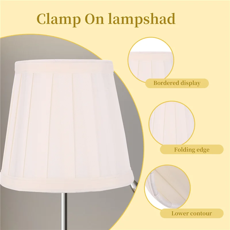 A64Z ファブリックシャンデリアランプシェードホルダークリップオン燭台ベッド横ランプ吊り下げライト、ライトイエロー