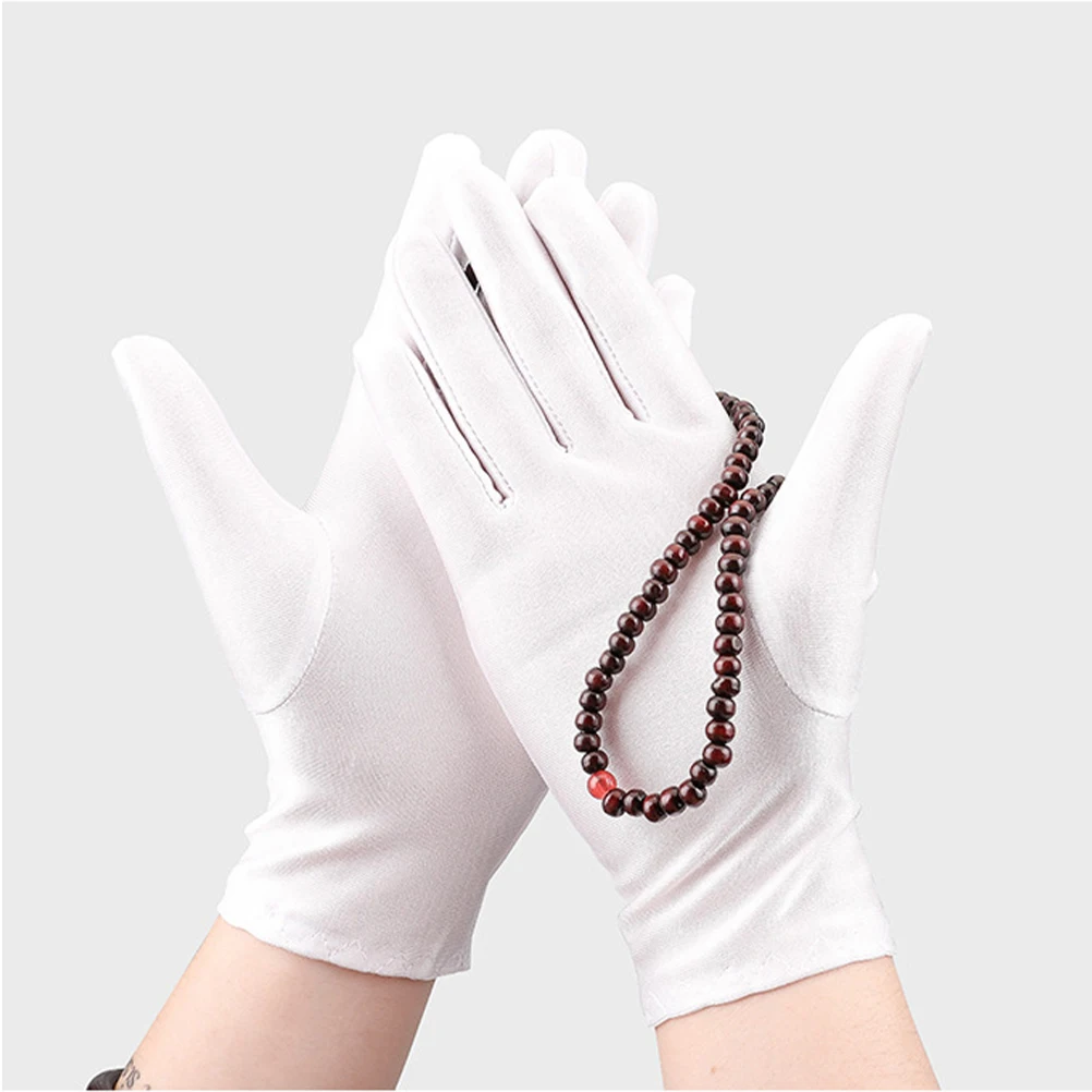 

3pcs Elastic Spandex Jewelry Gloves White Stretchable For Inspection Etiquette Work Protection Art Handling Jewelry Shop Use