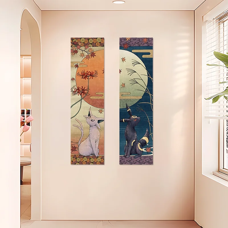 

Cartoon Cats Tapestry Large Moon Wall Hanging Tapestry for Living Room Bedroom Dorm Party Decor Washable Stitched Edge Tapestry