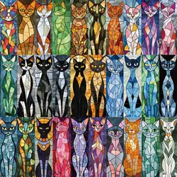 30 Pcs Color Block Cat Bookmark Series Handheld Art Creative Materials ins Reading Paper Bookmarks DIY
