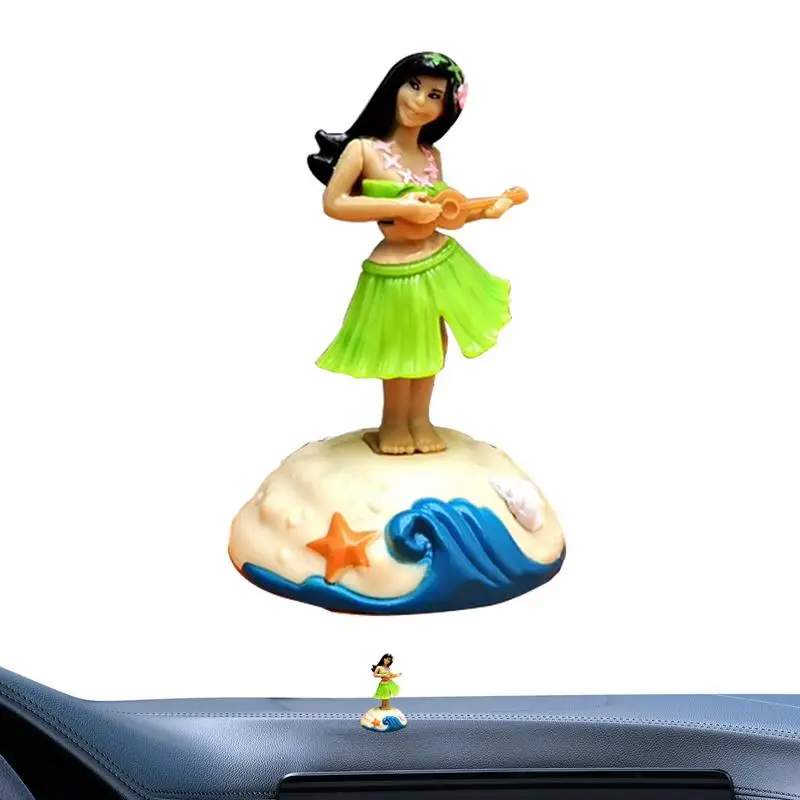 Hawaiian Girl Figurine Hawaiian Shaking Head Figurine For Car Funny Automotive Trim For Road Trip For Coffee Table Bookshelf