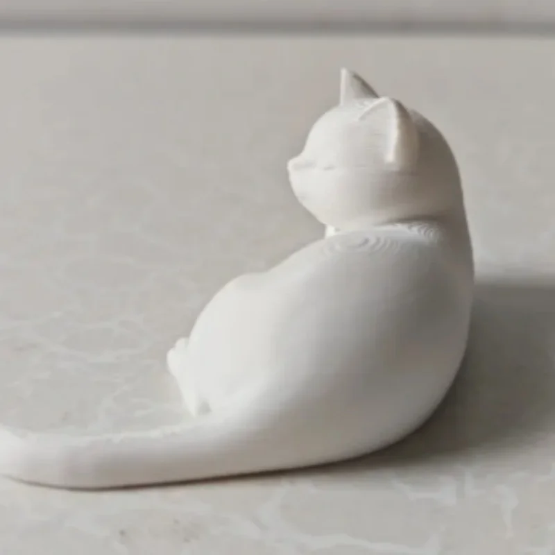 3D Printed Plastic Lazy Cheek‑resting Cat Figurine,Minimalist Animal Desktop Ornament For Bedroom Study‑room Tabletop Decoration