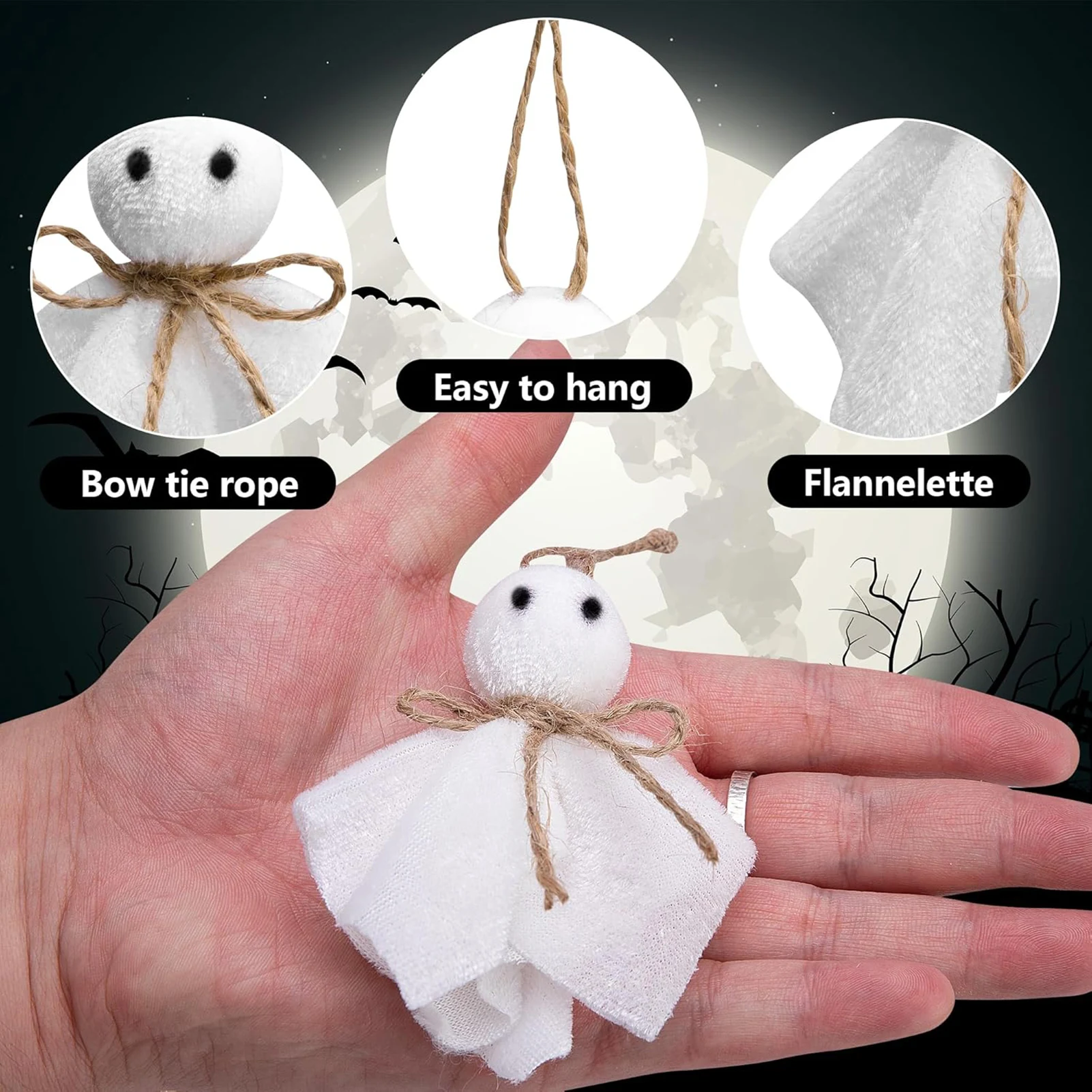 

6/12pcs Ghost Pendant Horror White Ghost Decorative Pendant Indoor Outdoor Thrilling Hanging Props Halloween Party Decorations