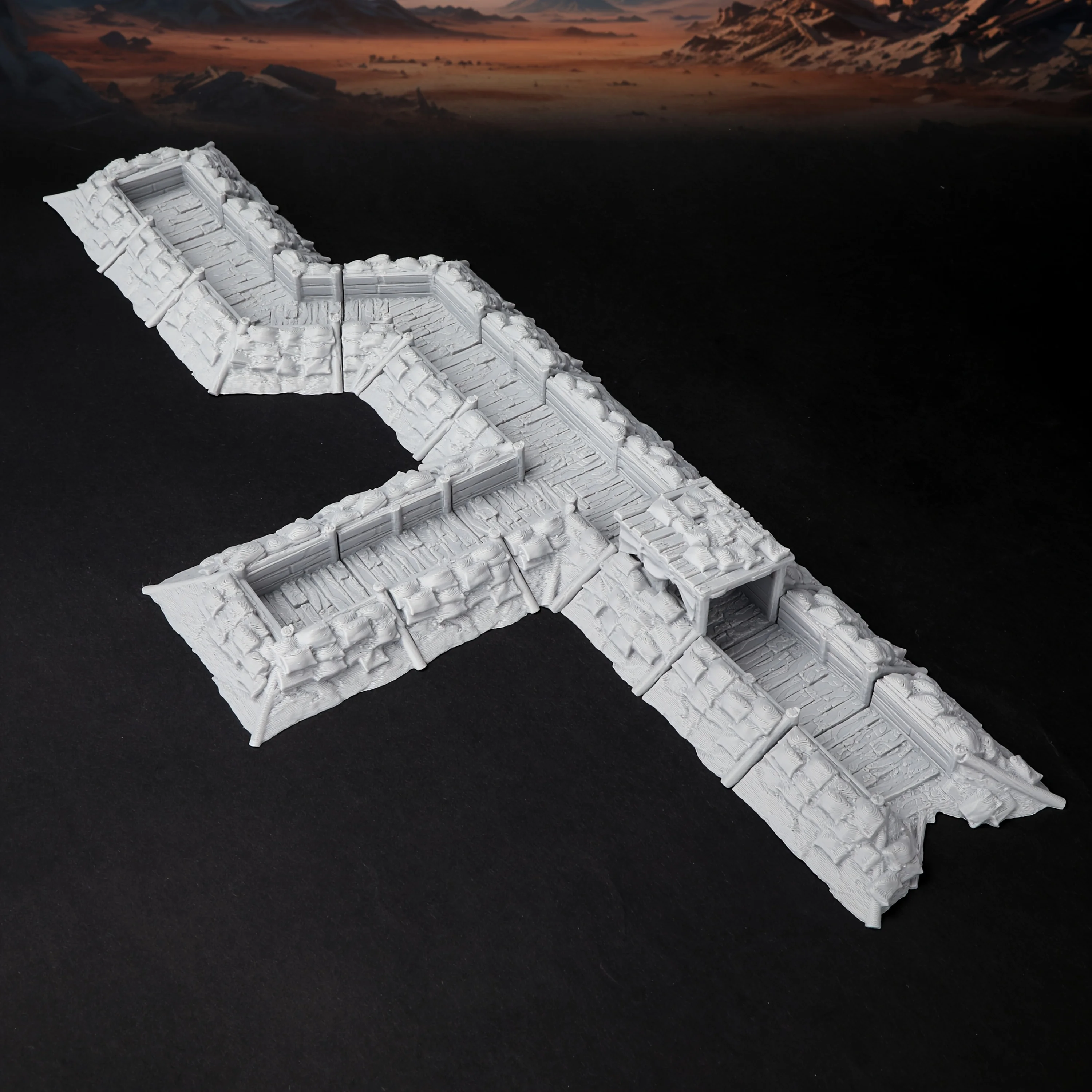 Sci-Fi Modular Trench Warfare Terrain Set for Tabletop Games, Miniature Scenery for Sci-Fi & Historical Battlefields