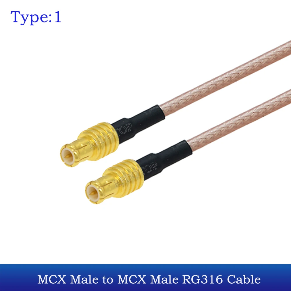 2Pcs/Lot MCX Male to MCX Female Straight /Right Angle Connector RG316 50-3 Ohm RF Coaxial Cable Pigtail Extension Coax Jumper