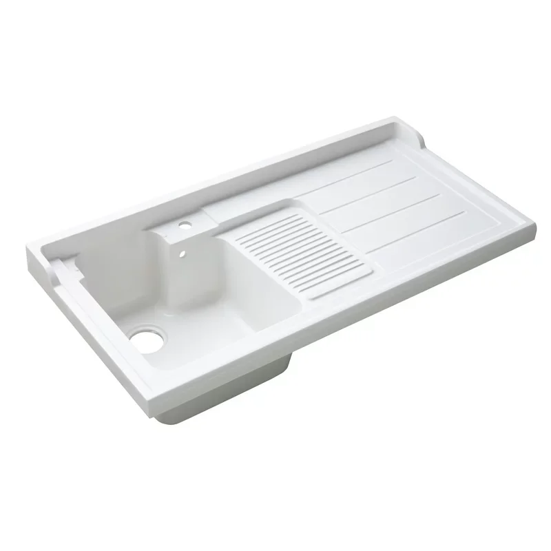 

Y Balcony laundry pool with washboard, quartz stone countertop, washing machine basin, washing cabinet basin