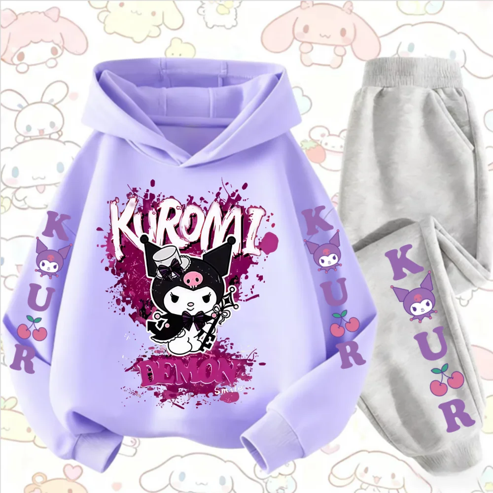 

2025 cartoon Kulomi printed children's clothing girls sweatshirt and pants 2 pieces of autumn baby, cute sweatshirt