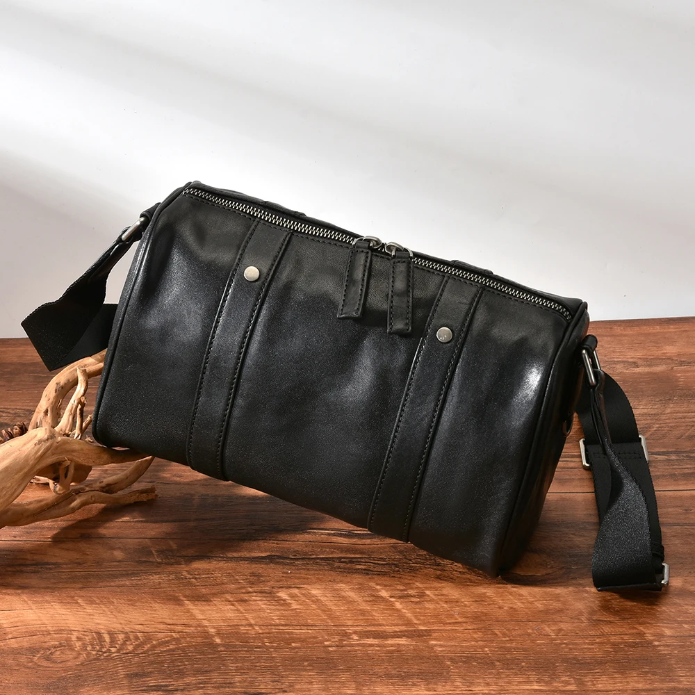 New Design Men Bags black Coffee Real Cowhide Leather Shoulder Bags Boys Fashion Crossbody Bags Messenger Genuine Leather Boston