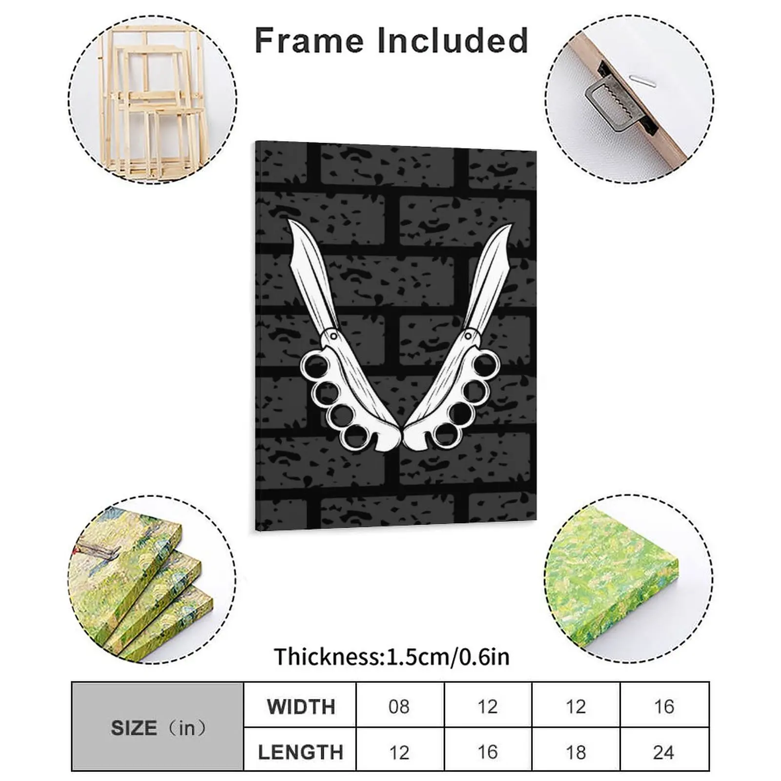 Knife With Knuckle Canvas Painting Poster Design Club Pub Iron Wall Mural Framed Wall Paintings