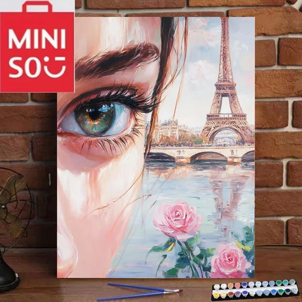 

MINISO DIY картина маслом по номерам глаза искусство Настенный декор подарки рамки