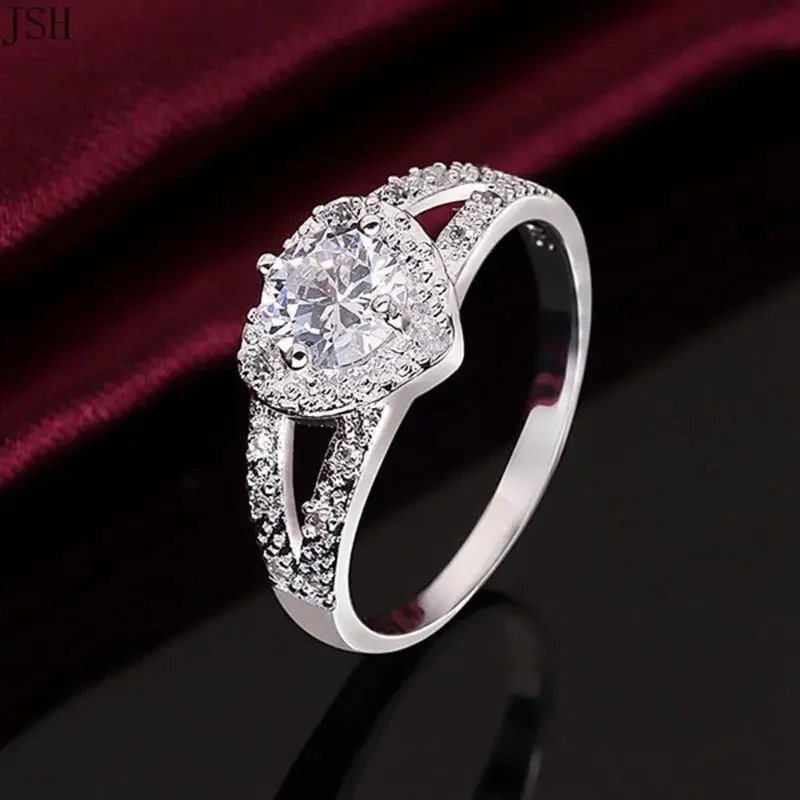 925 Sterling Silver Ring Jewelry Fine Noble For Women Lady Wedding Party Cz Stone Women Shiny Crystal  Wholesale