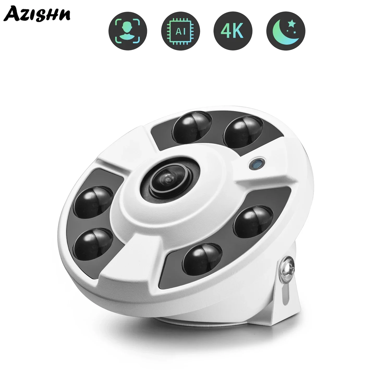 Ultra HD 4K 8MP Fisheye IP Camera Face Detection Audio 1.7mm Lens Video Surveillance Indoor CCTV Home DC12V/ POE 48V