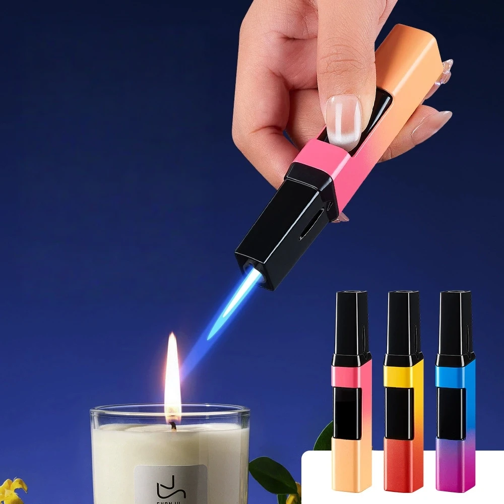 

New Fashion Gradient Color Small Spray Gun Lighter Windproof Direct Spray Flame Inflatable Home Cigar Camping Lighter