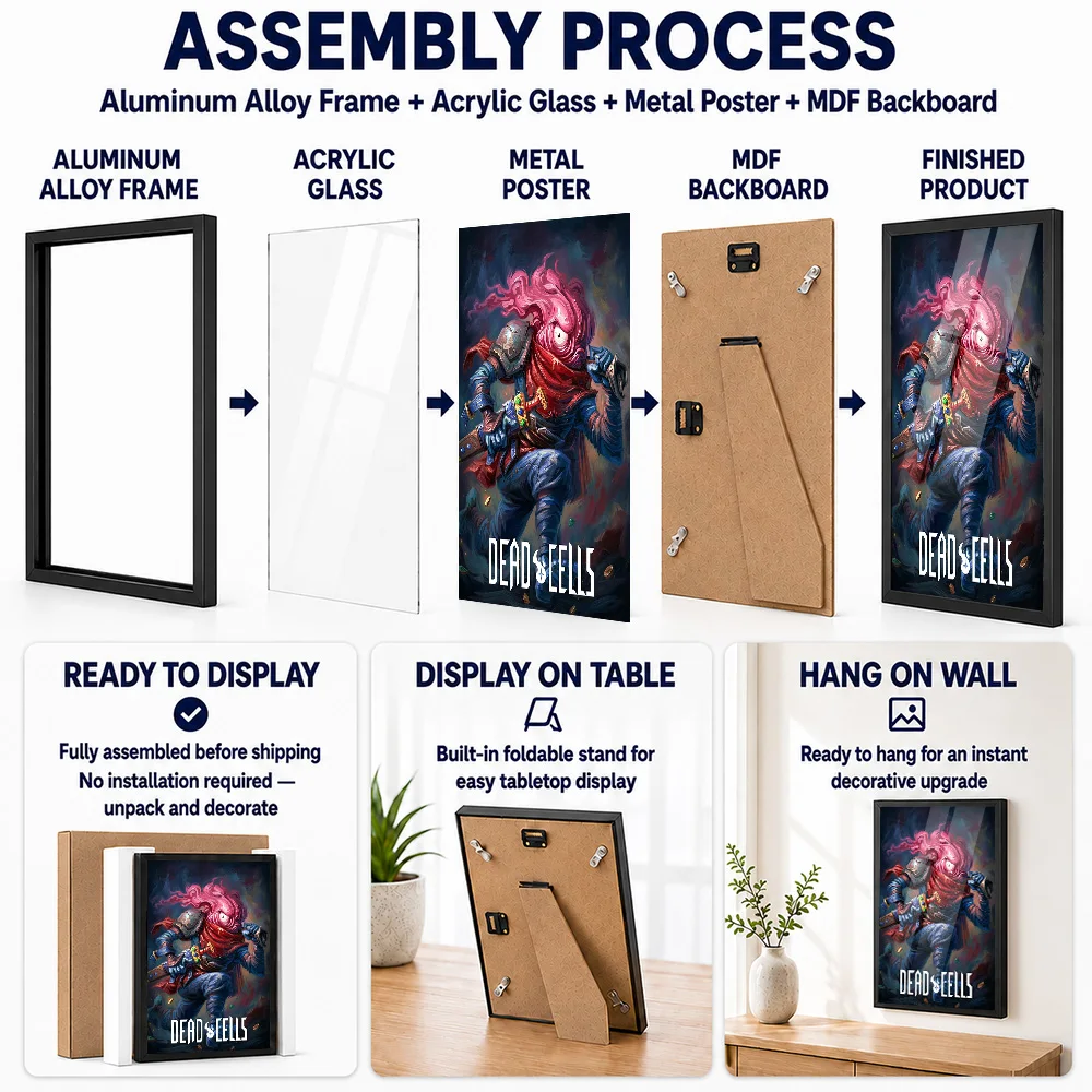 Dead Cells Framed Aluminum Metal Posters Customized Photo Video Game Theme Wall Art For Recreation Room Gaming Enthusiast Gift