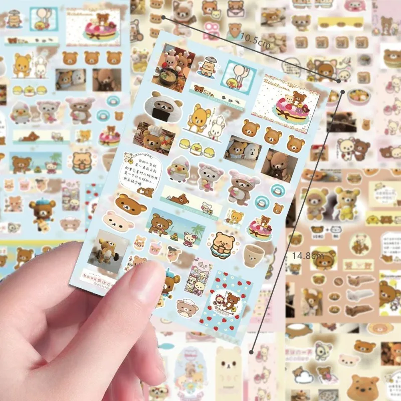 Rilakkuma Cartoon Stickers Cute Bear Decorative Stickers Waterproof Scrapbook Notepad Diary Decorative Labels