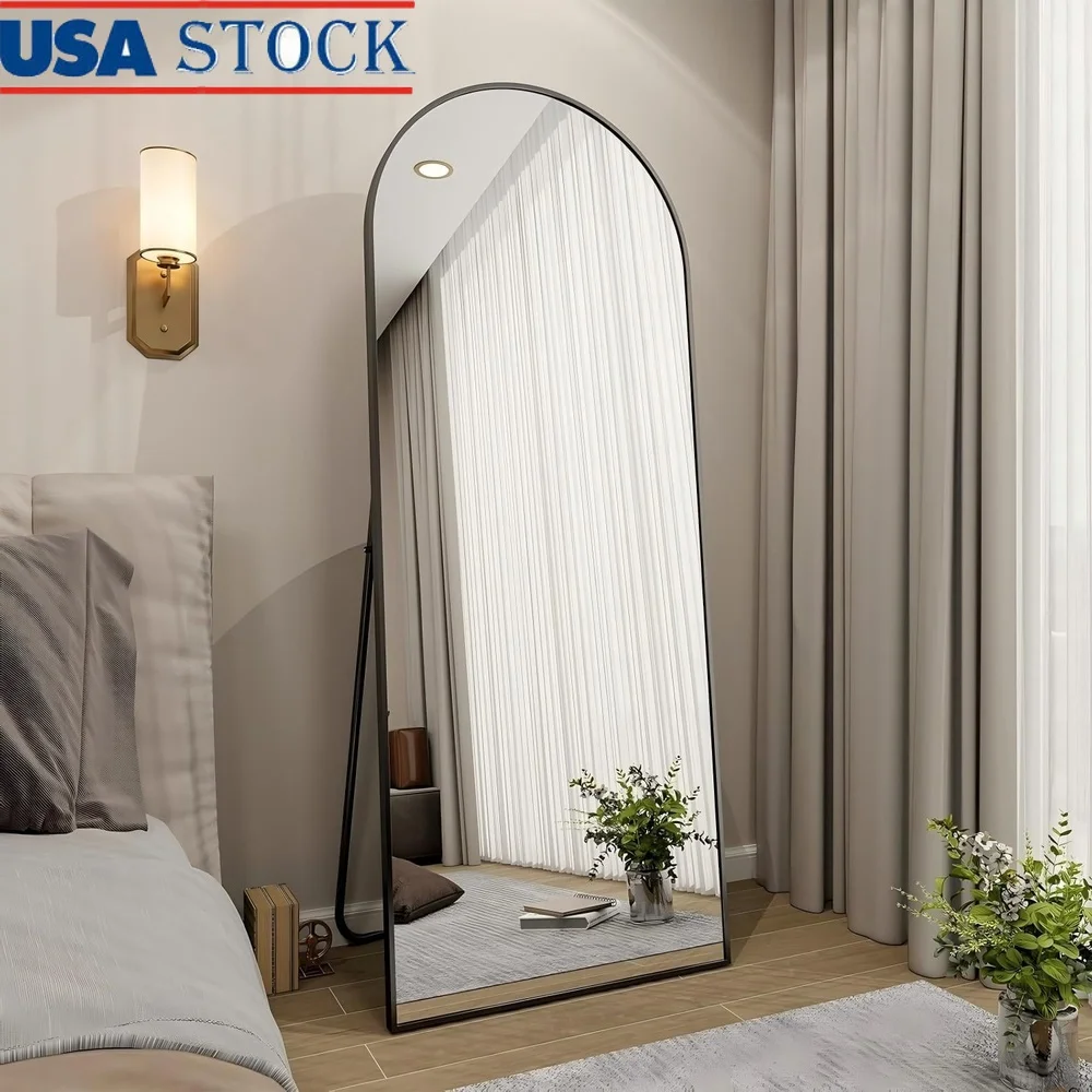 

67"x23" Arched Full Length Mirror Floor Mirror Stand Wall-Mounted Shatter Resistant HD Glass Aluminum Alloy Frame Elegant Design