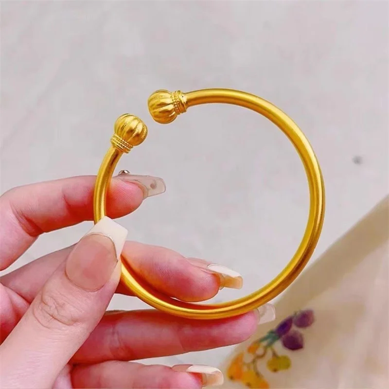 High quality AU999 gold bracelet, women's fashionable temperament 24K gold charm open bracelet jewelry gift