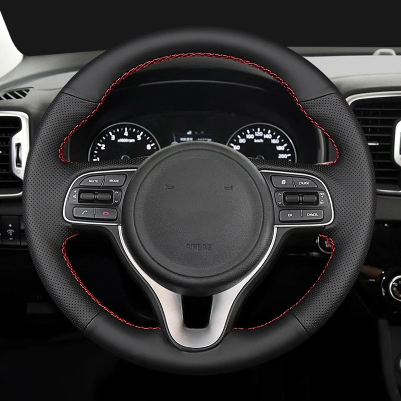 Car Steering Wheel Cover Black Artificial Leather Braid For Kia Sportage 4 KX5 2016 2017 K5 2016 2017 Car Accessories