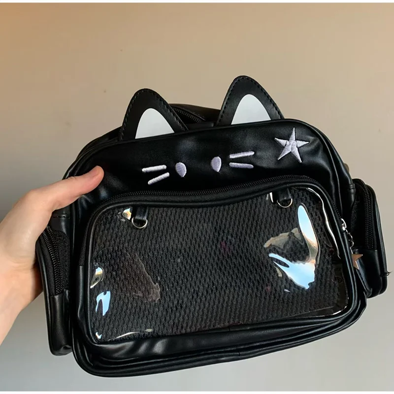 Japanese Cat-shaped Ita-bag, Fashion Y2k Transparent Backpack Large Capacity Cute And Sweet Shoulder/crossbody Bag Commuter Bag