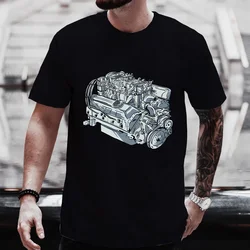 Men's T-shirts Tops Realistic Car Engine Design Funny Tshirt for Men Casual Tee T-Shirt Fashion Short Sleeve Tee Shirt Clothing