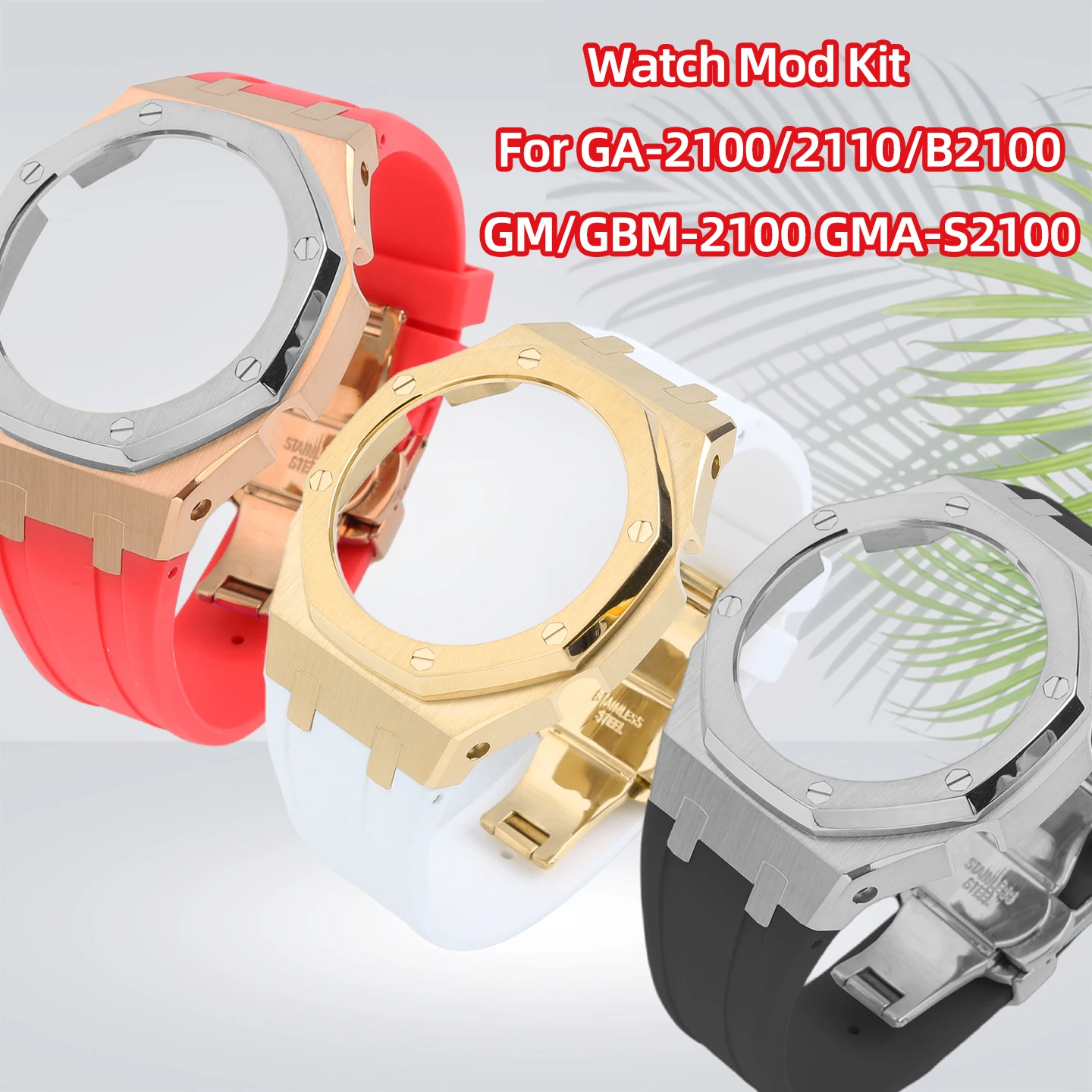 GA2100 Mod Kit For Casio GA-2110 B2100 Steel Case CasiOak GBM/GM-2100 GMA-S2100 Modified Silicone Strap Metal Watch Shell Band