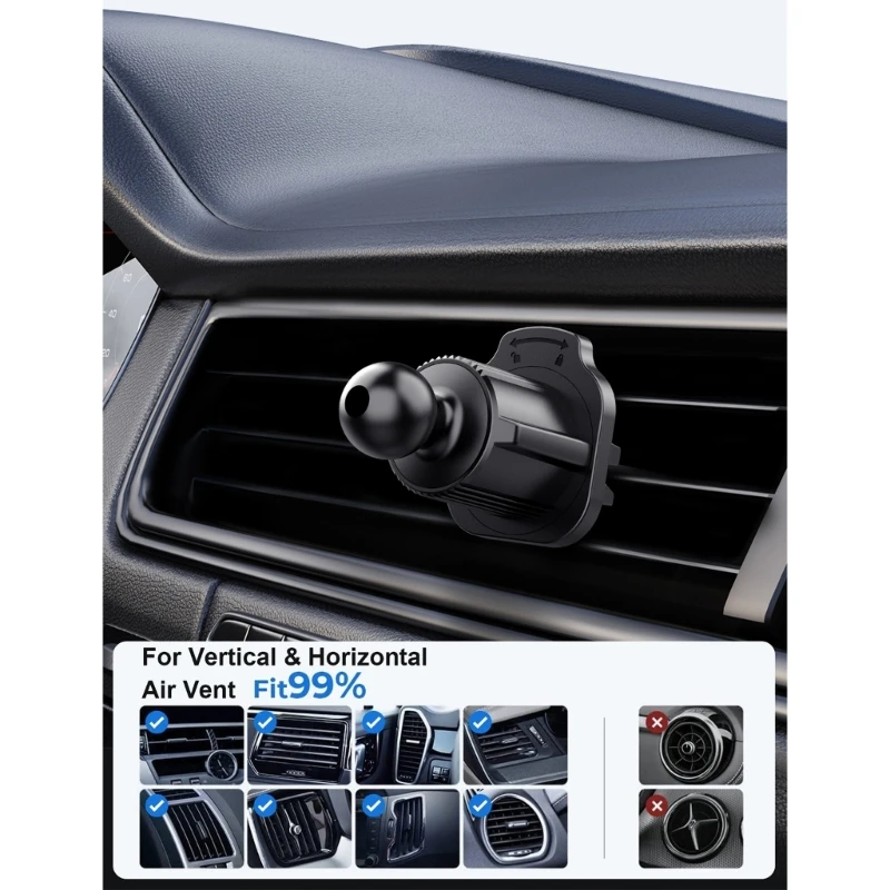 Mobile Bracket Clip Air Vent Clip for Most Car Phone Holder Cellphone Holder Mount Vent Grip with Joint Ball Dia- 17mm