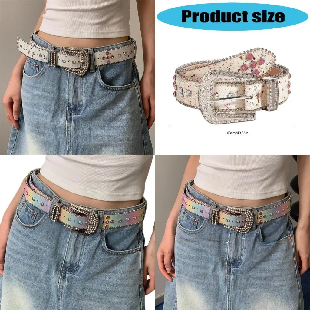 

39BB Pink Belt Sparkly Crystal Detail Stylish Waist Cincher For Outfits