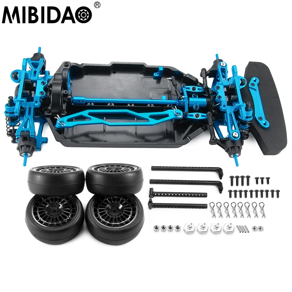 Mibidao Metalen En Kunststof Frame Chassis Met Schokdempers Wielen Voor Tamiya Tt02 1/10 Rc Drift Auto-Onderdelen