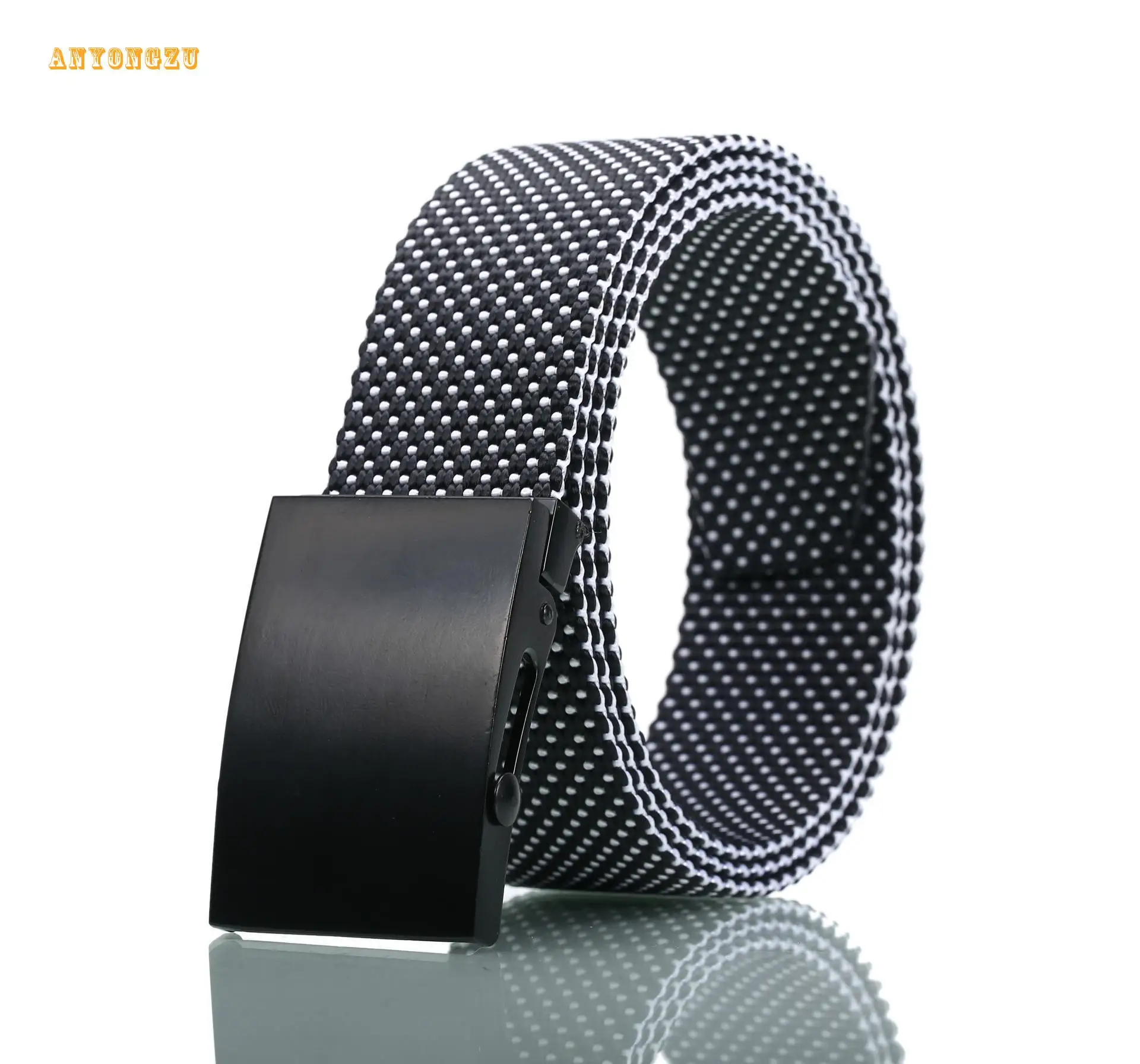 2024 Spool Zinc Alloy Buckle Belt 100% Nylon Jeans Leisure Belt Double Color Woven New Style High Quality Men'belt