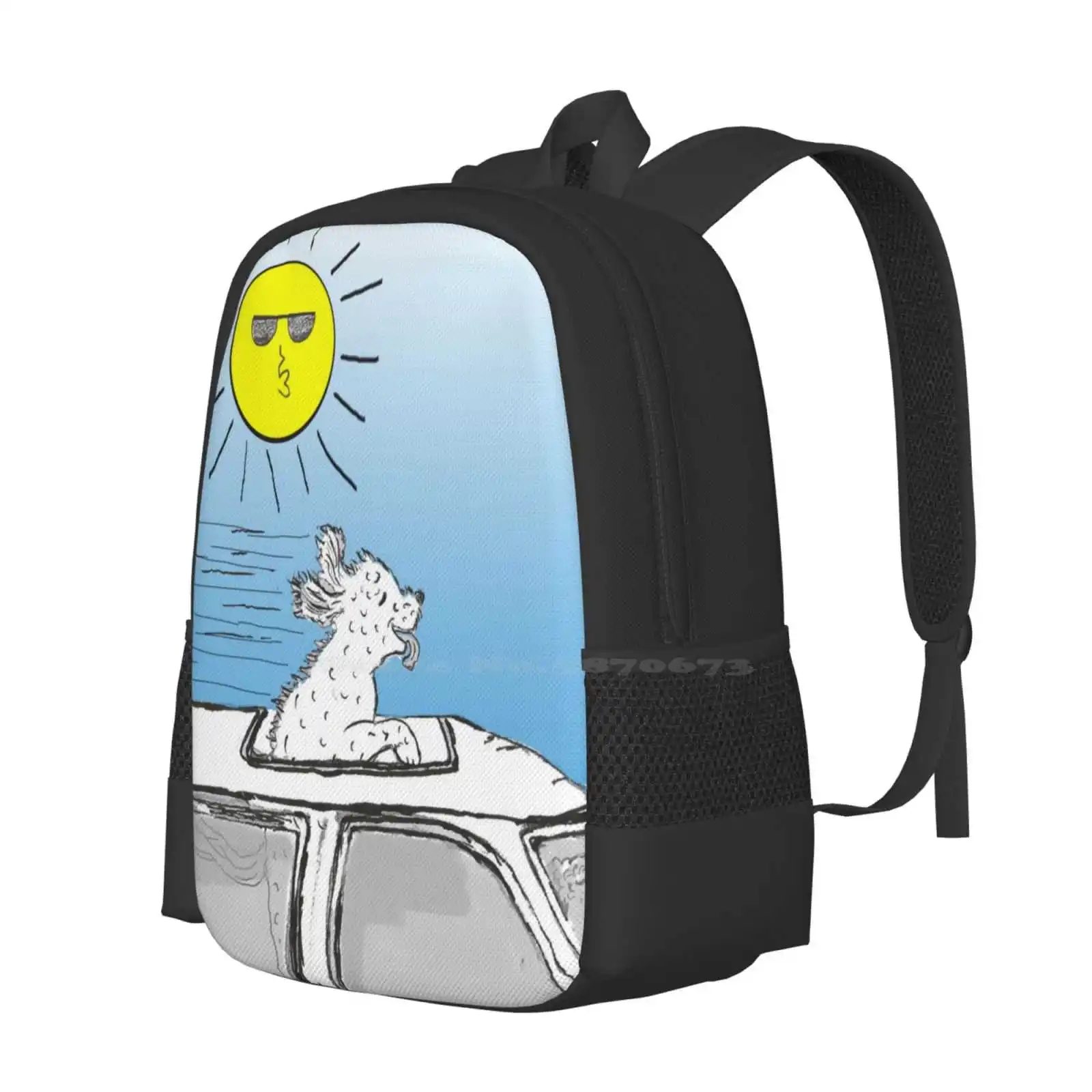 Sunwoof Hot Sale Schoolbag Backpack Fashion Bags Dog Pooch Mutt Blue Sky Humour Cartoon Furry Fun Pet Nikki Attree Canine