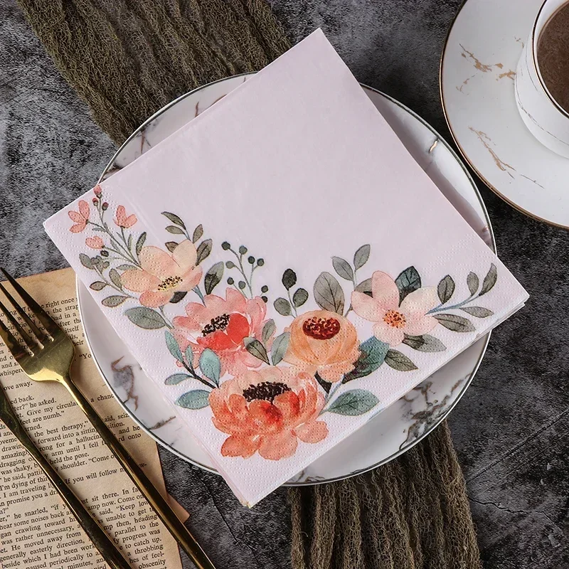 20pcs Colored Tissue Paper Printing Napkins Wedding Tissue Original Wood Pulp Paper New Year\'s Printing Colorful Pumping Paper