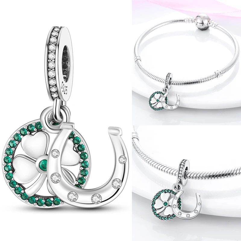 925 Sterling Silber Glücks-Hufeisen-Anhänger mit CZ Zirkon, passend für Armbänder, Taschen, Schlüsselanhänger, DIY-Schmuck, origineller Modeschmuck für Frauen – Detail 19