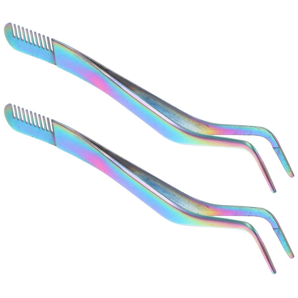 2 Stuks Professionele Wimper Pincet Ergonomisch Ontwerp Rvs Lash Applicator Tool Nauwkeurige Valse Wimper Plaatsing