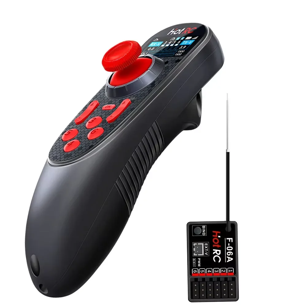 HOTRC DS-650 6채널 2.4G 무선 시스템 송신기 F-06A 수신기 컬러 스크린 리모컨 플라스틱 업그레이드 RC 보트용