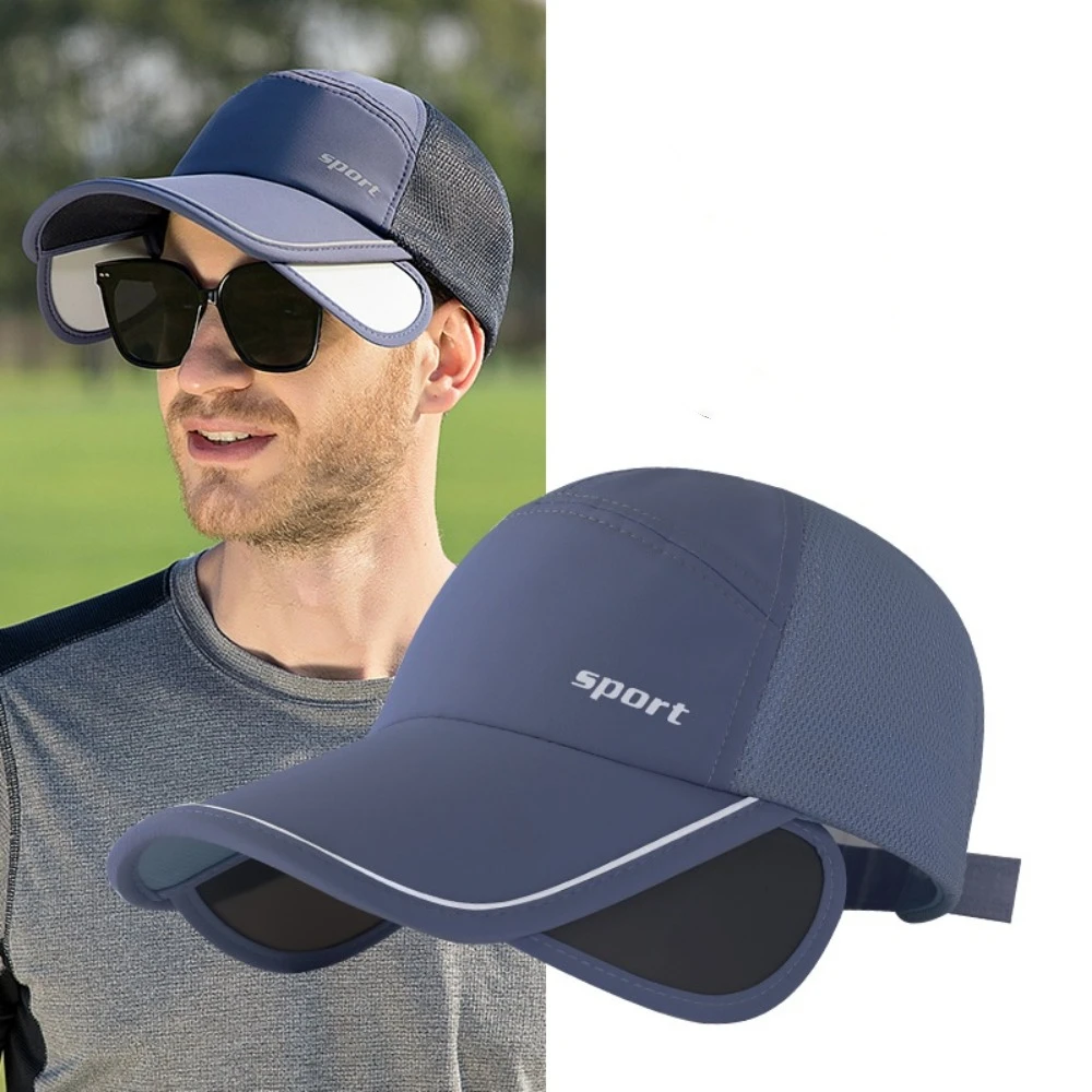 

Быстросохнущая выдвижная бейсболка с широкими полями UPF 50+, регулируемая сетчатая солнцезащитная шляпа, дышащая отражающая легкая мужская шляпа Snapback