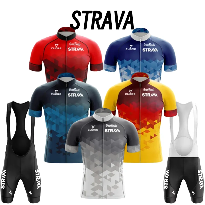 

2024, комплект для велоспорта Strava, мужской велосипедный трикотаж с коротким рукавом, комплект одежды для велоспорта, одежда для горного велосипеда, триатлон Maillot Ciclismo