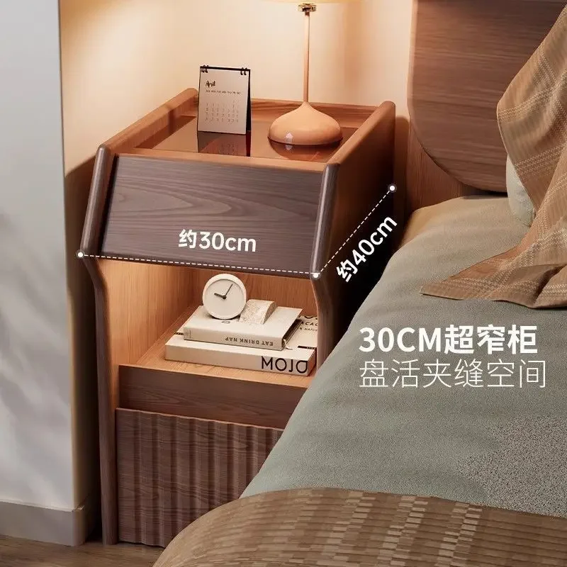 Extremely narrow bedside table Solid wood mini small bedroom Bedside storage rack