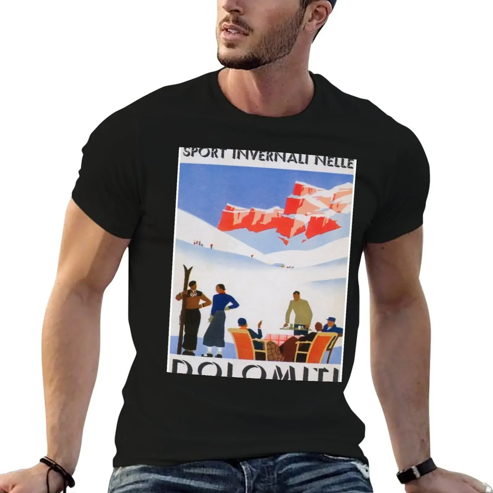 Dolomites Italy Vintage Travel Poster T-Shirt street wear shirts graphic tees fitted t shirts for men